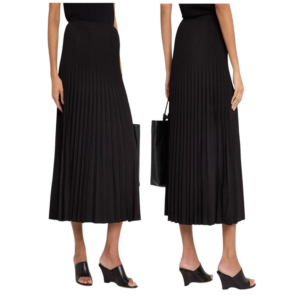 Eileen Fisher NWT Woven Wool Silk Pleated A-Line Midi Maxi Skirt Black Size 1X - Picture 2 of 9